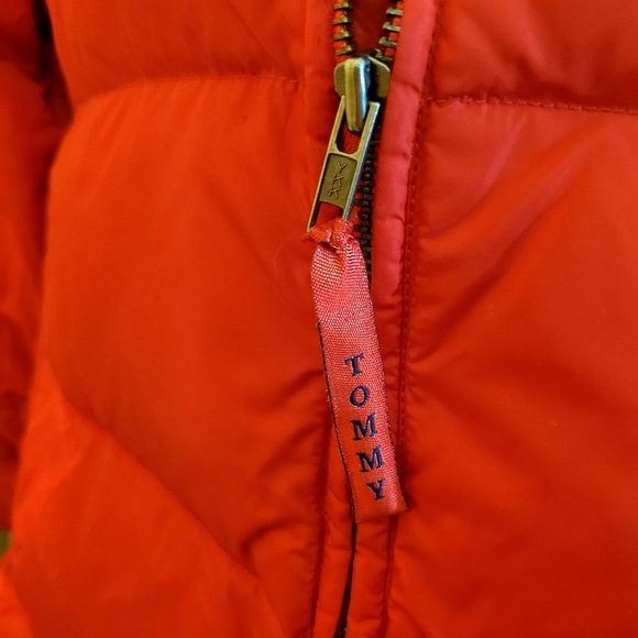 Tommy Hilfigger Down Puffer Red Jacket XL full zip Unisex 55%Down 45% Feathers - Picture 10 of 12